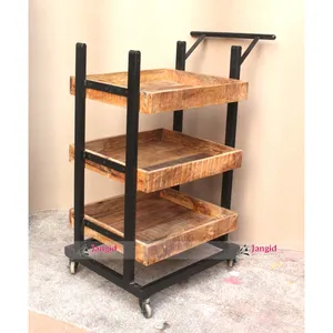 Iron Mango Wood Hotel Service Trolley