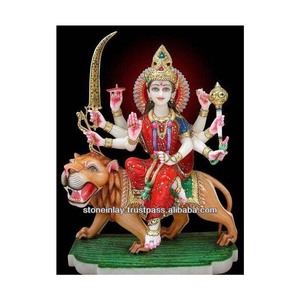 Handcrafted Marble Durga Statue White Marble - Product Image 1