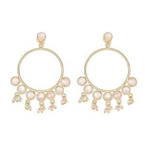 Pendientes de plata de primera ley con piedra lunar para mujer, aretes pequeños, plata esterlina 925, arco iris, piedra lunar, color dorado, blanco - Product Image 1