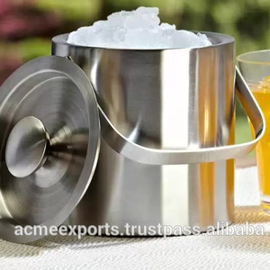 Premium Stainless Steel Ice <b>Bucket</b> with <b>Lid</b> and Handle for Parties and Entertaining - Product Image 1