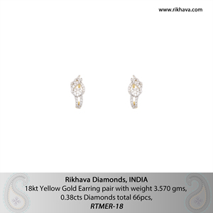 Par de Pendientes de Diamantes Redondos de Corte Brillante en Oro Puro Hechos a Mano en India para Mujer, Joyería para Boda y Compromiso - Product Image 6