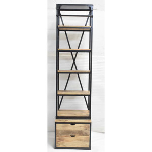 Vintage Industrial Antique American Style Iron Wooden Tall Library Home Collage School Ladder <b>Book</b> Case Bookshelf - Product Image 3