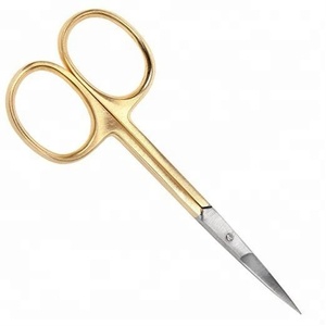 Ciseaux de beauté pour ongles de marque privée manche plaqué or lame droite tranchante en acier inoxydable pour les soins de manucure des cils des sourcils - Product Image 4