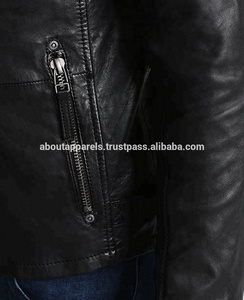 Vente en gros OEM sur mesure à la mode grande taille en peau de mouton agneau veste en cuir manteaux hiver imprimé fermeture à glissière fourrure - Product Image 4