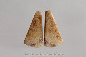 Par de piedras preciosas sueltas semipreciosas de coral fósil natural de tamaño libre al por mayor - Product Image 2