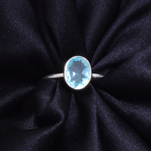 แหวนเงินพลอยบุษราคัมทรงวงรีเจียระไนแบบคลาสสิกแหวนเงินสเตอริงสำหรับใส่ได้ทั้งชายและหญิง - Product Image 3