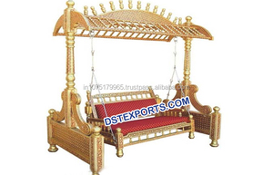 Columpio de madera de teca tallada a mano, decoraciones elegantes para bodas, Columpio de madera artesanal para bodas - Product Image 5