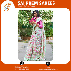Venta caliente diseñador de lujo desgaste del partido Premium Digital impreso algodón seda Saree EN LA India - Product Image 3