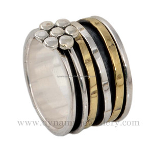 Hermoso hecho a mano al por mayor de plata esterlina sin estrés bohemio paz Spinner anillos lisos para fiesta de boda - Product Image 2