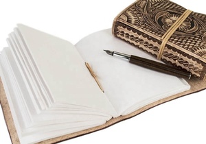 ปกสมุดโน๊ตหนังลายนูนทำมือสไตล์วินเทจของแท้100แผ่นกระดาษเปล่าสมุดสเก็ตช์ภาพคัดลายมือตัวอักษรแบบ DIY ใหม่ - Product Image 3