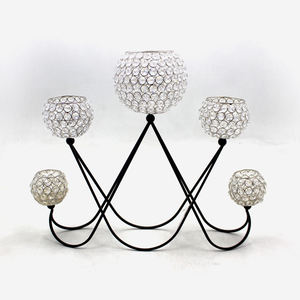 Bougeoir en cristal de grande taille, support de photophore de style moderne avec petit votif en cristal pour décoration de mariage - Product Image 1