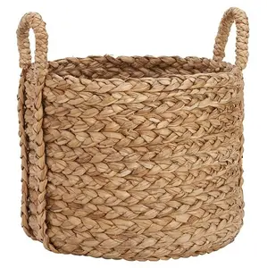 Water hyacinth storage bins with two handles handmade craft vietnam straw baskets wholesale