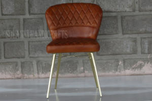 Chaise de salon en cuir de luxe avec pieds en laiton Mobilier de maison Chaise de loisirs - Product Image 2