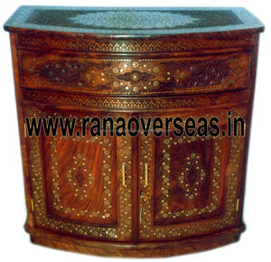 Meilleure qualité en gros Coffre en bois avec incrustations en laiton Design à 2 tiroirs pour la maison Salon et couloir - Product Image 3