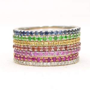 New Design Solid <b>14K</b> White <b>Gold</b> Genuine Tsavorite Gemstone Eternity Band <b>Ring</b> Wedding Engagement Manufacturer - Product Image 3