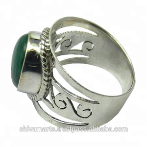 Wholesale & Exporter 925 Sterling <b>Silver</b> Malachite Gemstone <b>Eternity</b> Vermeil <b>Ring</b> Party Wear Gift Fancy Jewelry - Product Image 2