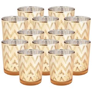 Bougeoirs à levier en verre doré de style Chevron, 20 pièces, porte-bougies - Product Image 2