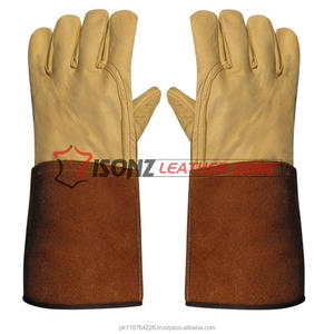 Gants de soudage TIG résistants à la chaleur en cuir véritable avec design à paume unique - Product Image 4