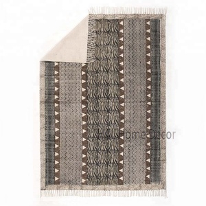 พรม Dhurrie ผ้าฝ้ายพิมพ์ลาย,พรมปูพื้นตกแต่งสำหรับห้องนั่งเล่น - Product Image 4