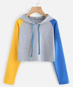 Prix usine dames 2025 pull à manches longues ample coton vierge surdimensionné OEM personnalisé haut court sweats à capuche pour femmes - Product Image 5