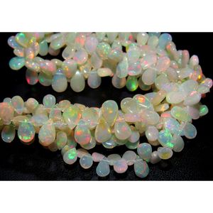 Cuentas de piedras preciosas naturales con forma de pera de fuego múltiple suave de ópalo Etíope para la fabricación de joyas de calidad increíble - Product Image 4