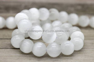 ลูกปัดกลมหินอัญมณี Selenite ธรรมชาติสินค้าขายส่ง - Product Image 2