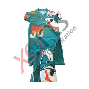 2026 personalizado sublimación aparejos sarga bordado Impresión de talla grande fútbol americano Jersey conjunto transpirable azul oscuro tamaño 4 # - Product Image 1