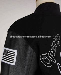 Chaqueta deportiva personalizada para mujer, chaqueta de béisbol con manga de cuero con bordado personalizado - Product Image 5