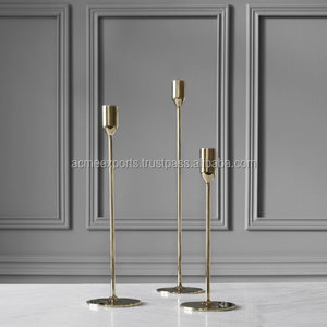 Modern Gold Metal <b>Candlestick</b> Holders Set of 3 <b>Tall</b> Taper Candle Stand Elegant Home Decor - Product Image 1