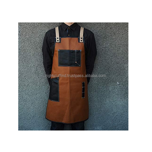 Personnalisé Hommes Barbier long Tablier bavoir avec Cuir Véritable Pas Cher Prix Bonne Qualité Barber - Product Image 2