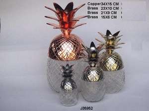 Caja de Almacenamiento de Latón Envejecido con Diseño de Piña en Dorado, Plateado y Cobre, Pequeña Decoración para el Hogar - Product Image 4