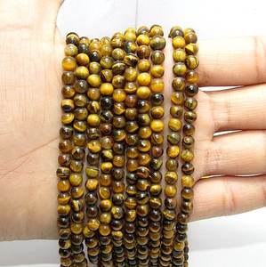 Cuentas de piedras preciosas lisas de forma redonda de ojo de tigre Fabricación de joyas Calidad increíble natural - Product Image 2