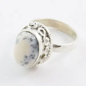 Anello etnico design naturale dendrite agata anello fatto a mano in argento sterling puro per le donne