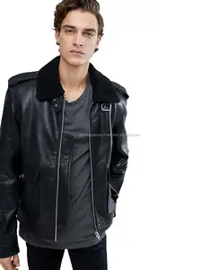 Новый стиль, повседневная мужская мотоциклетная куртка лучшего качества из натуральной овечьей кожи, пальто