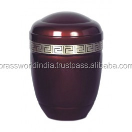 Suministros funerarios de la India, urna de cremación de latón dorado claro de Brassworld - Product Image 4