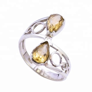 Anillo de Plata de Ley 925 con gema de pera y citrino, joyería hecha a mano, con diseño de lujo, para mujer - Product Image 1
