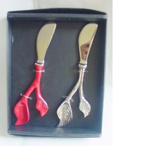 Ensemble de 2 couverts à salade martelés de luxe en acier inoxydable écologique avec poignées en métal durables pour les mariages de thé - Product Image 5