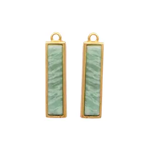 Composants de boucles d'oreilles en pierres précieuses amazonite naturelle Connecteur de recherche de bijoux en or - Product Image 1