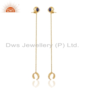 Boucles d'oreilles en argent plaqué or 925 à la mode Fournisseur Lapis Gemstone Cuff Boucles d'oreilles Bijoux Dainty Collection - Product Image 2