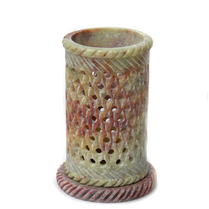 Bougeoir en pierre stéatite naturelle chauffe-cire chandelier église catholique cercle sculpté support votif T-light titulaire - Product Image 1