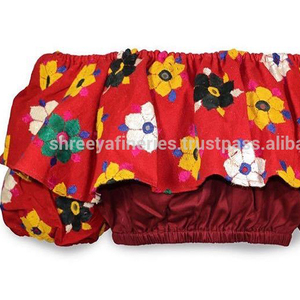 Fusion Reciclado Banjara Vintage Algodón Top Boho Floral Volante Transpirable para la temporada de primavera Longitud corta - Product Image 2