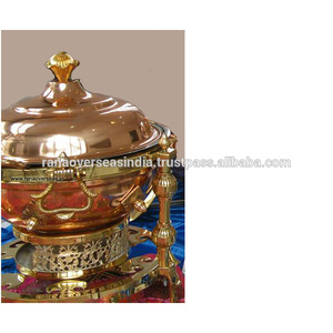 Plato Redondo de Cobre y Latón Indio para Servir, Ideal para Restaurantes, Hoteles, Bodas, Catering y Buffets - Product Image 2