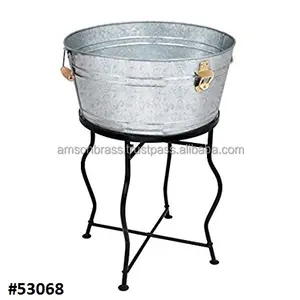 Refroidisseur de vin avec support, nouveauté, produit pour bar, seau à glace en métal, bac à boissons personnalisé avec support en fer et manche en bois - Product Image 1