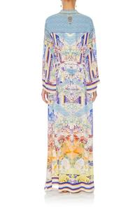 OEM Fabricant Meilleur Service Filaire Liens À Pompons Boutonnée à L'avant Embellissement Décolleté Numérique Imprimé Longue Robe Maxi - Product Image 6