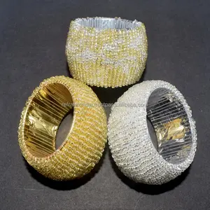 餐巾戒指银色闪亮水钻钻石水晶优雅婚礼派对酒店使用来自Refratex印度的串珠餐巾戒指