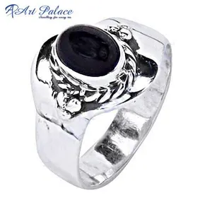 最新设计高品质黑色玛瑙宝石波西米亚土耳其男士精品珠宝925纯银手指印戒结婚