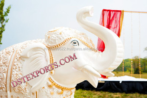 Statue d'éléphant royal indien en fibre dorée, grande statue d'éléphant en fibre pour l'entrée, différents styles de statues de bienvenue, fabricant - Product Image 2