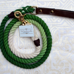 Cotton Rope Leather Handle <b>Dog</b> <b>Leash</b> and Matching <b>Dog</b> Collar Rope Suppliers - Product Image 1