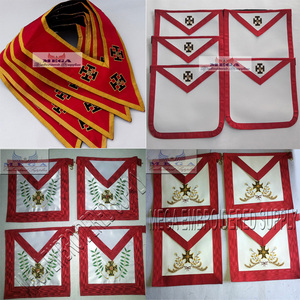 18 degrés maçonnique Regalia collier brodé point de croix franc-maçon tabliers cuir tissu ruban coton fondation couture - Product Image 1