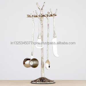 Ensemble d'outils de bar argentés Accessoires de boissons de qualité supérieure Support d'outils de bar pour 5 outils - Product Image 1